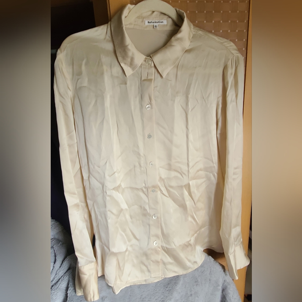 Reformation Sky Relaxed Silk Top